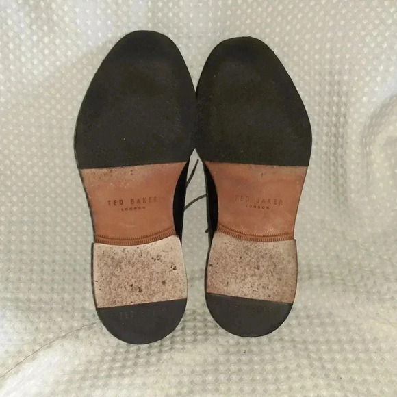 TED BAKER-Marar-Black Leather/Purple Stitching Derby Brogues-Size 10-Excellent - Picture 7 of 7